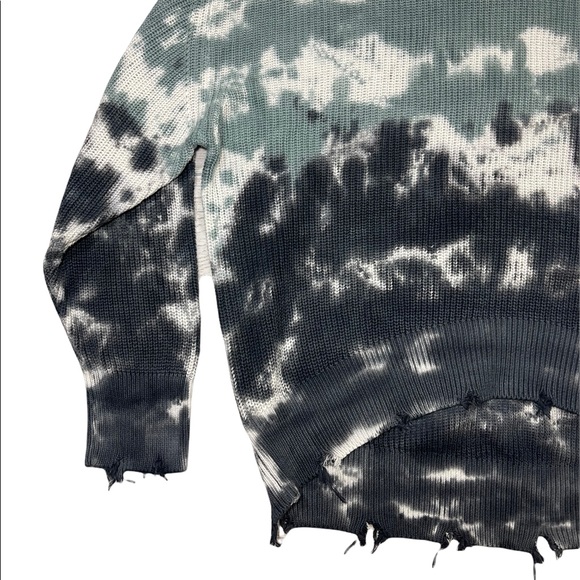 Young Fabulous & Broke Sweater Cameron Oversized Distressed Tie Dye Blue Tunic - Picture 14 of 16